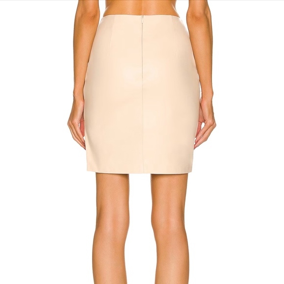 Zeynep Arcay Square Slit Leather Skirt in Cream US6 - Picture 4 of 10
